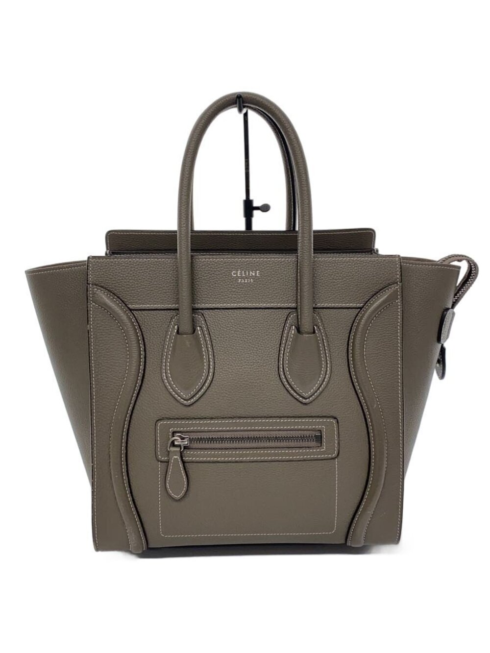 Celine Handbag Leather Gray Luggage